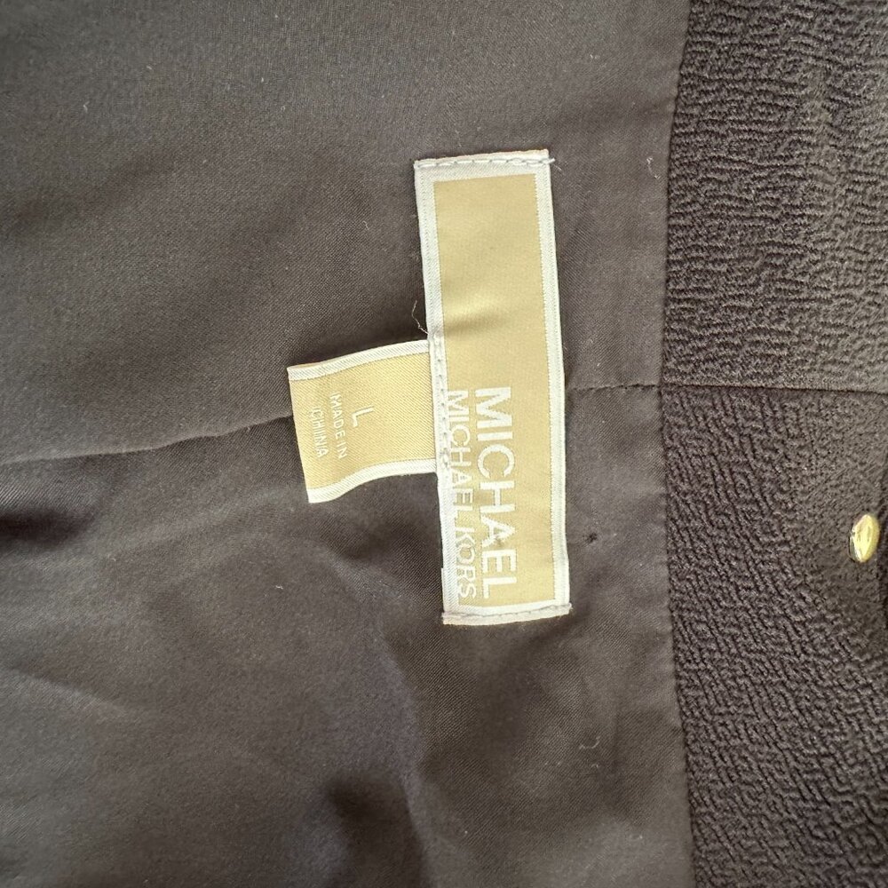 MICHAEL By Michael Kors Black with Gold Studs Open Front Blazer Jacket Size: L - Picture 7 of 10